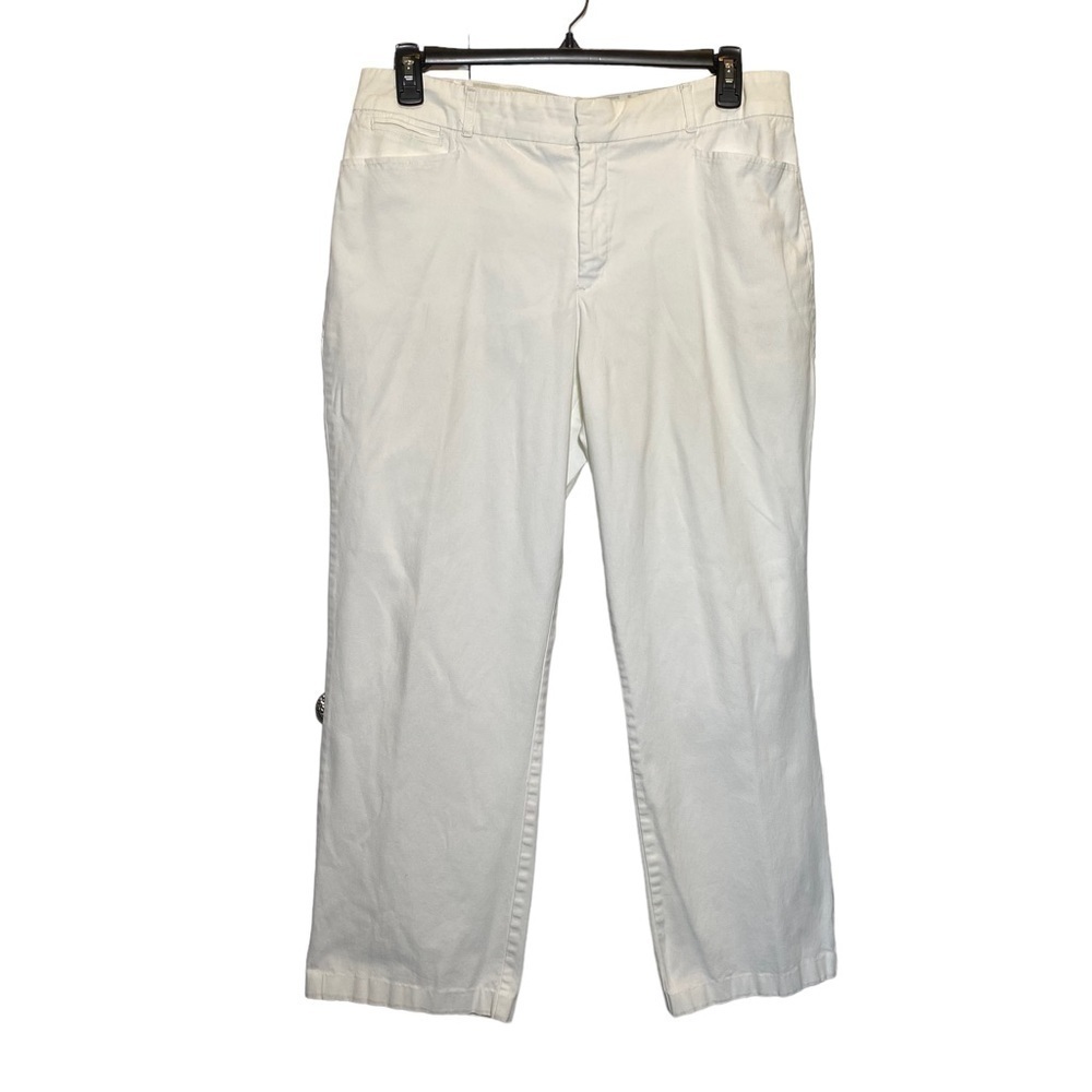 Gloria Vanderbilt women's size 14 white cropped hidden elastic waist dress pants